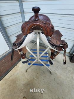 New 16 Brown Color Trail Saddle with Alligator Seat and Tooling