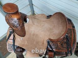 New 16 Wade Tree Hard Tail Roping Saddle with Roughout seat and Tooled leather