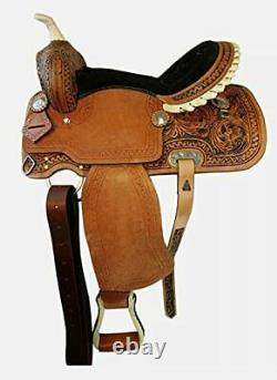 New Design Western leather Barrel Racing Horse Saddle used Cross Tooled Tack Set