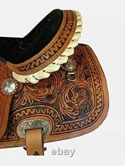 New Design Western leather Barrel Racing Horse Saddle used Cross Tooled Tack Set