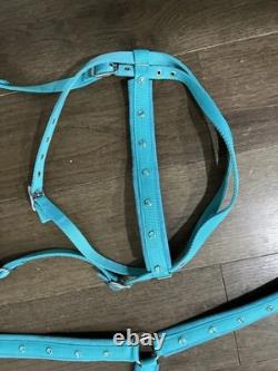 New Turquoise Western Barrel Racing Saddle w Matching Headstall, Reins, Breast c