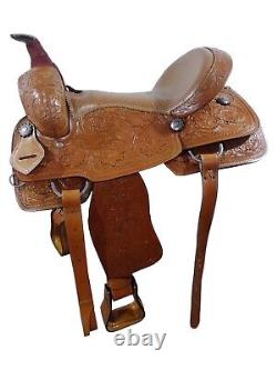 New western Brown leather saddle Hand Tooled Size 18 inch/ size all