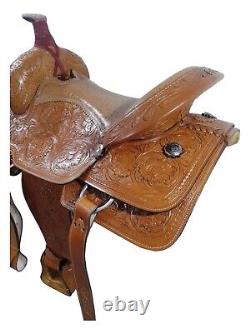 New western Brown leather saddle Hand Tooled Size 18 inch/ size all