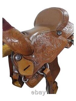 New western Brown leather saddle Hand Tooled Size 18 inch/ size all