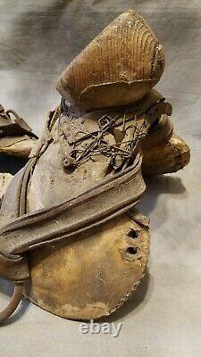 OLD Primitive Saddle Tree Western Horse Leather Wood Metal Hide Tack Country