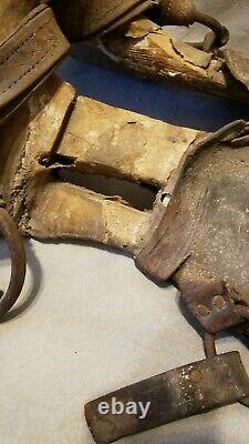 OLD Primitive Saddle Tree Western Horse Leather Wood Metal Hide Tack Country