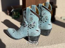 Old Gringo Short Saddle Blue Embroidered Boots Yippee Ki Yay Collection 7.5b