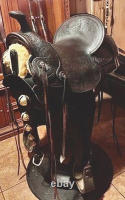 Old Visalia Stock Co. High Back Western Saddle D. E. Walker 15 1920's California