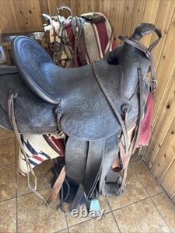 Old Visalia Stock Co. High Back Western Saddle D. E. Walker 15 1920's California
