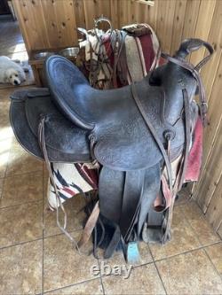 Old Visalia Stock Co. High Back Western Saddle D. E. Walker 15 1920's California