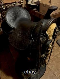 Old Visalia Stock Co. High Back Western Saddle D. E. Walker 15 1920's California