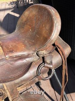Old West Antique Half seat saddle with Stagg Rigging
