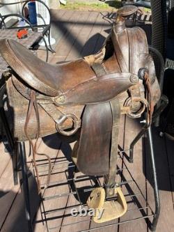 Old West Antique Half seat saddle with Stagg Rigging