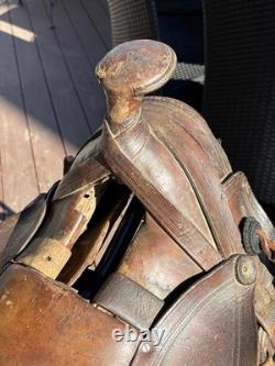 Old West Antique Half seat saddle with Stagg Rigging