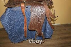 Ornate Vintage Tooled Leather Horse Saddle Cowboy Western Decor