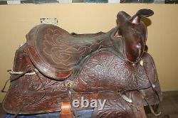 Ornate Vintage Tooled Leather Horse Saddle Cowboy Western Decor