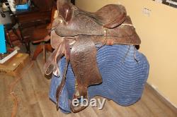 Ornate Vintage Tooled Leather Horse Saddle Cowboy Western Decor