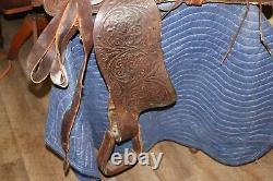 Ornate Vintage Tooled Leather Horse Saddle Cowboy Western Decor