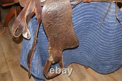 Ornate Vintage Tooled Leather Horse Saddle Cowboy Western Decor