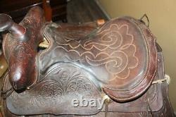 Ornate Vintage Tooled Leather Horse Saddle Cowboy Western Decor