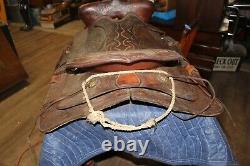 Ornate Vintage Tooled Leather Horse Saddle Cowboy Western Decor