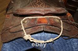 Ornate Vintage Tooled Leather Horse Saddle Cowboy Western Decor