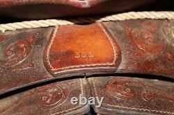 Ornate Vintage Tooled Leather Horse Saddle Cowboy Western Decor