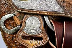 PHIL HARRIS Western Show Saddle Silver WithGold Trim 15 1/2 Seat FQHBars VGC