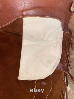 Platte Valley Saddle Co Chinks Western Leather Fringed Cowboy Riding Gear USA
