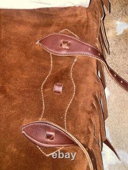 Platte Valley Saddle Co Chinks Western Leather Fringed Cowboy Riding Gear USA