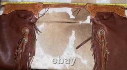 Platte Valley Saddle Co Chinks Western Leather Fringed Cowboy Riding Gear USA