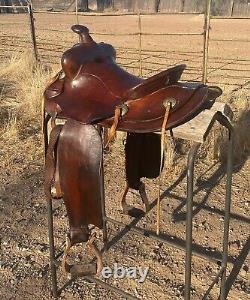 Powder River Saddle Denver Dry Goods 14 smooth leather seat GREAT Vintage Shape