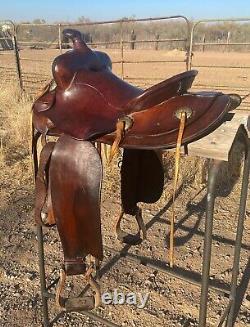 Powder River Saddle Denver Dry Goods 14 smooth leather seat GREAT Vintage Shape