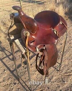 Powder River Saddle Denver Dry Goods 14 smooth leather seat GREAT Vintage Shape