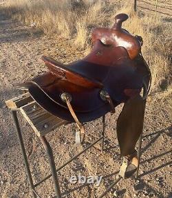 Powder River Saddle Denver Dry Goods 14 smooth leather seat GREAT Vintage Shape