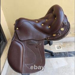 Premium Brown Leather English Jumping Saddle Comfortable Horse Riding Saddle