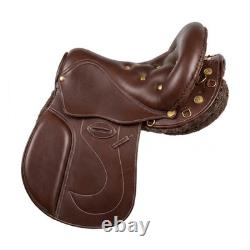 Premium Brown Leather English Jumping Saddle Comfortable Horse Riding Saddle