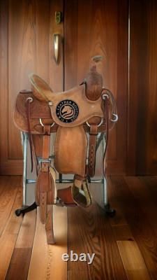 Premium Leather Hand Carved Western Ranch Roper Horse Saddle with Matching Tack