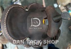 Premium Leather Western Barrel Racing Horse Saddle Brown Round Skirt Free Shipp