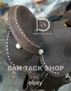 Premium Leather Western Barrel Racing Horse Saddle Brown Round Skirt Free Shipp