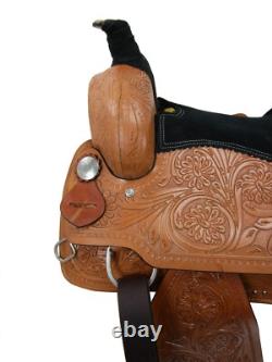 Premium Tooled Western Horse Saddle Floral Silver Studded Used Tack 15 16 17 18