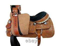 Premium Tooled Western Horse Saddle Floral Silver Studded Used Tack 15 16 17 18