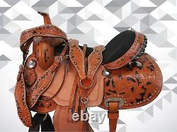 Pro Western Barrel Racing Saddle Used Horse Pleasure Leather Tack Set 15 16 17