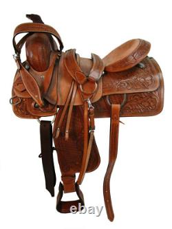 Pro Western Ranch Saddle Roping Horse Pleasure Tooled Leather Tack 18 17 16 15