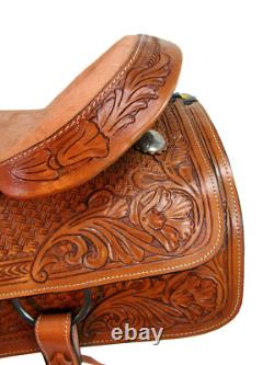 Pro Western Ranch Saddle Roping Horse Pleasure Tooled Leather Tack 18 17 16 15