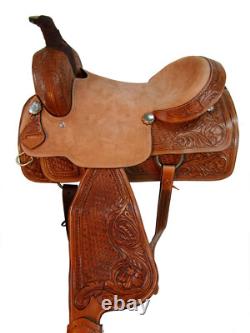Pro Western Ranch Saddle Roping Horse Pleasure Tooled Leather Tack 18 17 16 15