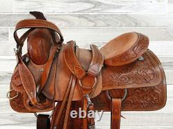 Pro Western Ranch Saddle Roping Horse Pleasure Tooled Leather Tack 18 17 16 15