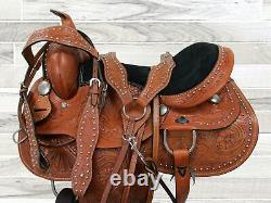 Pro Western Saddle Barrel Racing Horse Pleasure Used Tooled Leather 15 16 17 18