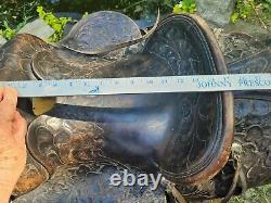 Quality Vintage Hand Tooled HEAVY DUTY Western Working Ranch Trail SADDLE VGC