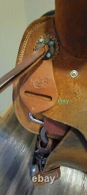 R Bar B Cutting Saddle 16 Western Horse Tack Roughout Cutter Light Oil Native A